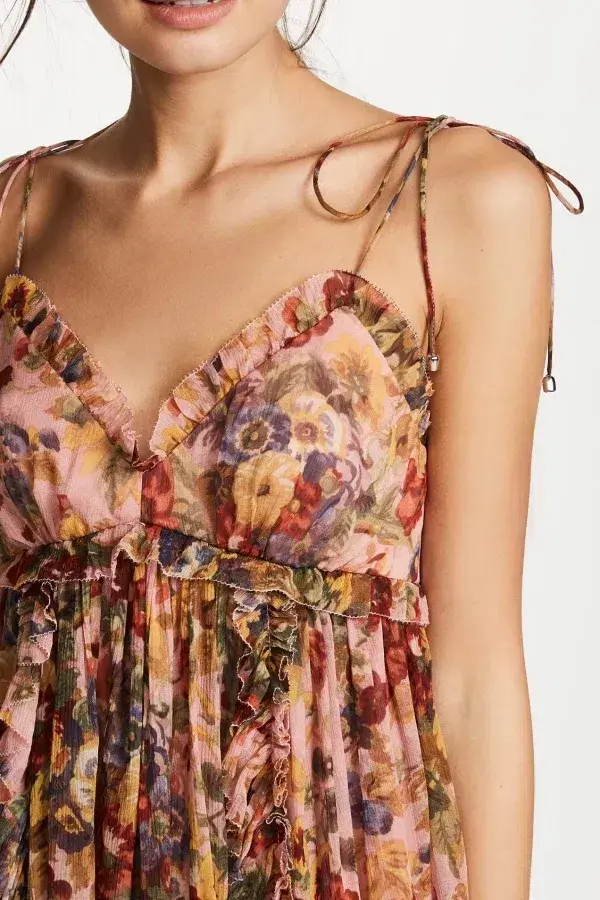 Zimmermann Lovelorn Frill Mini Dress Blush Floral Size 1 / UK 10 - Image 2