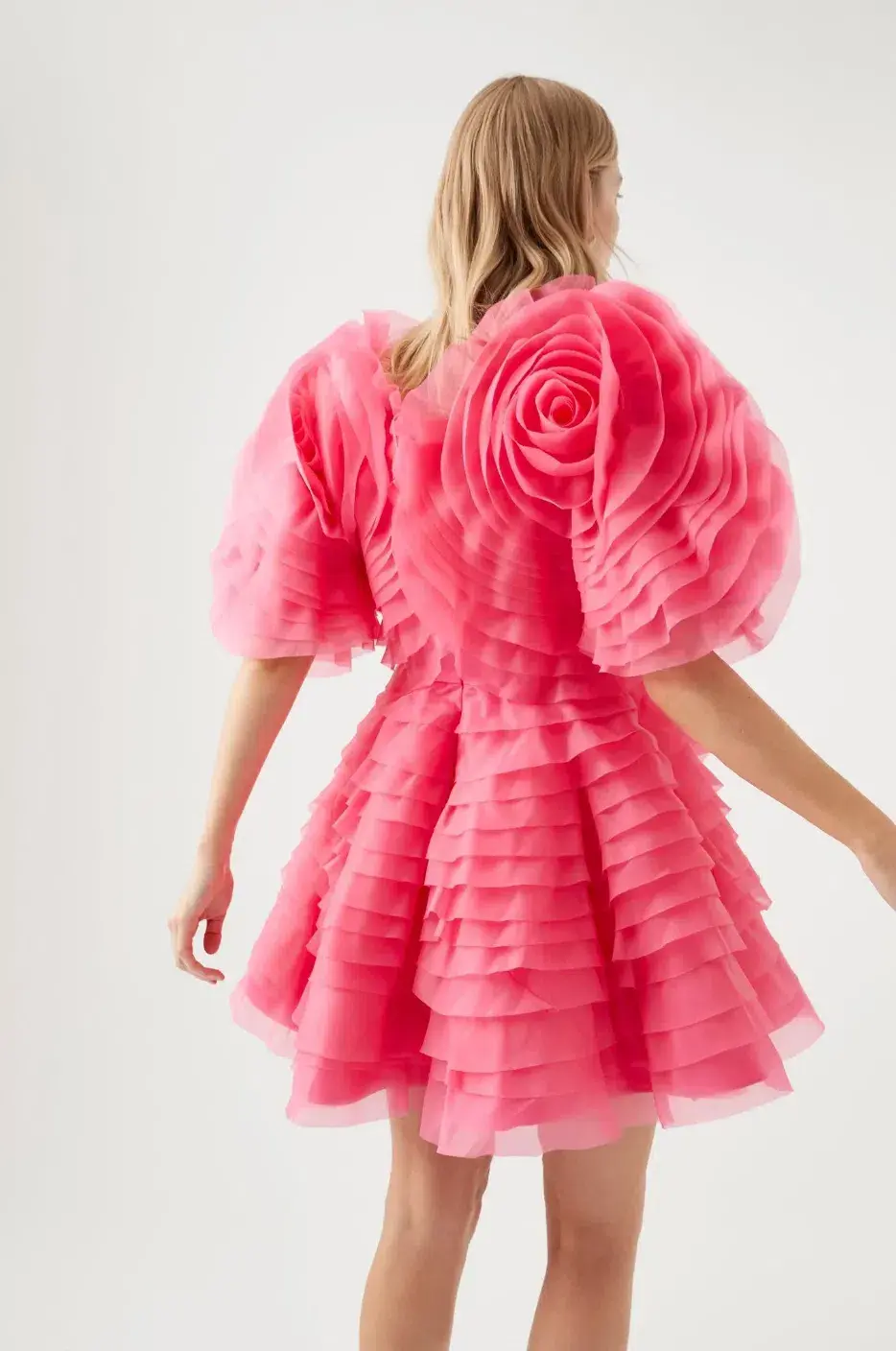 Aje Amour Ruffle Mini Dress Berry Pink Size UK 10 - Image 3