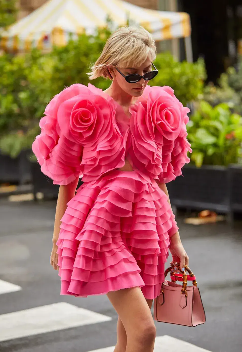 Aje Amour Ruffle Mini Dress Berry Pink Size UK 10 - Image 4