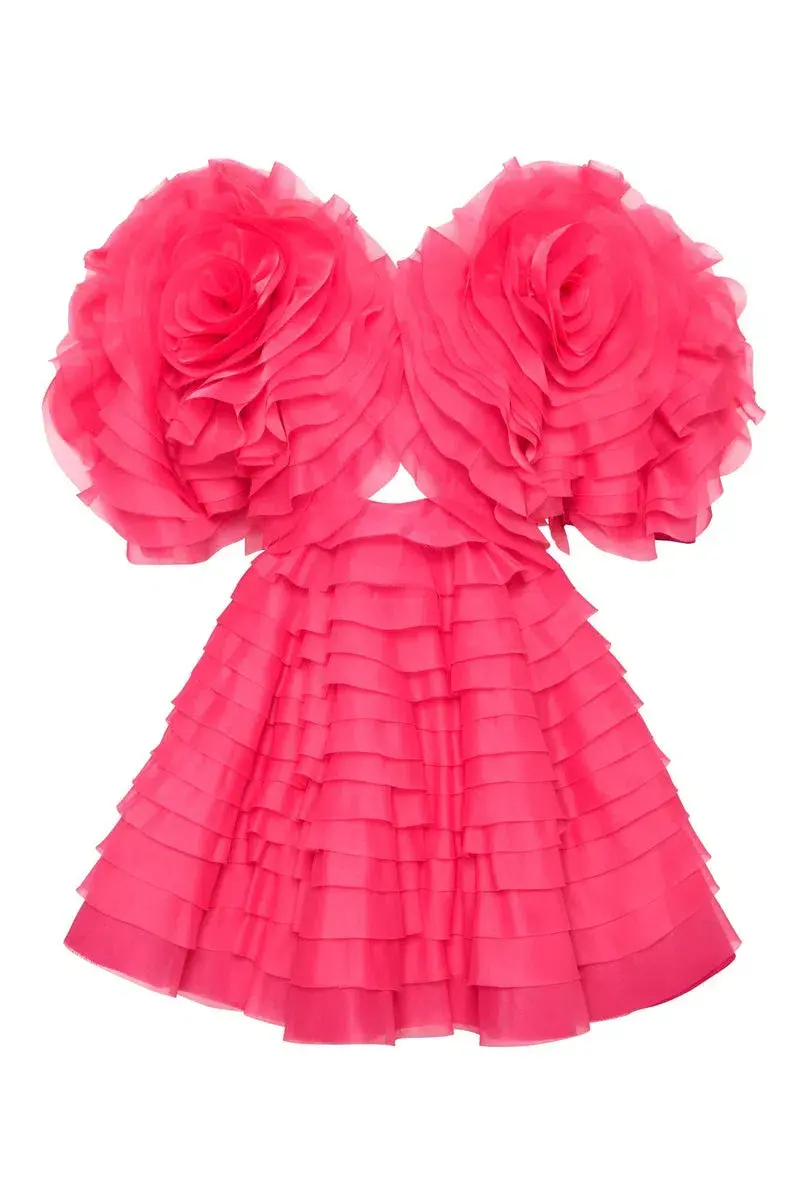 Aje Amour Ruffle Mini Dress Berry Pink Size UK 10 - Image 5