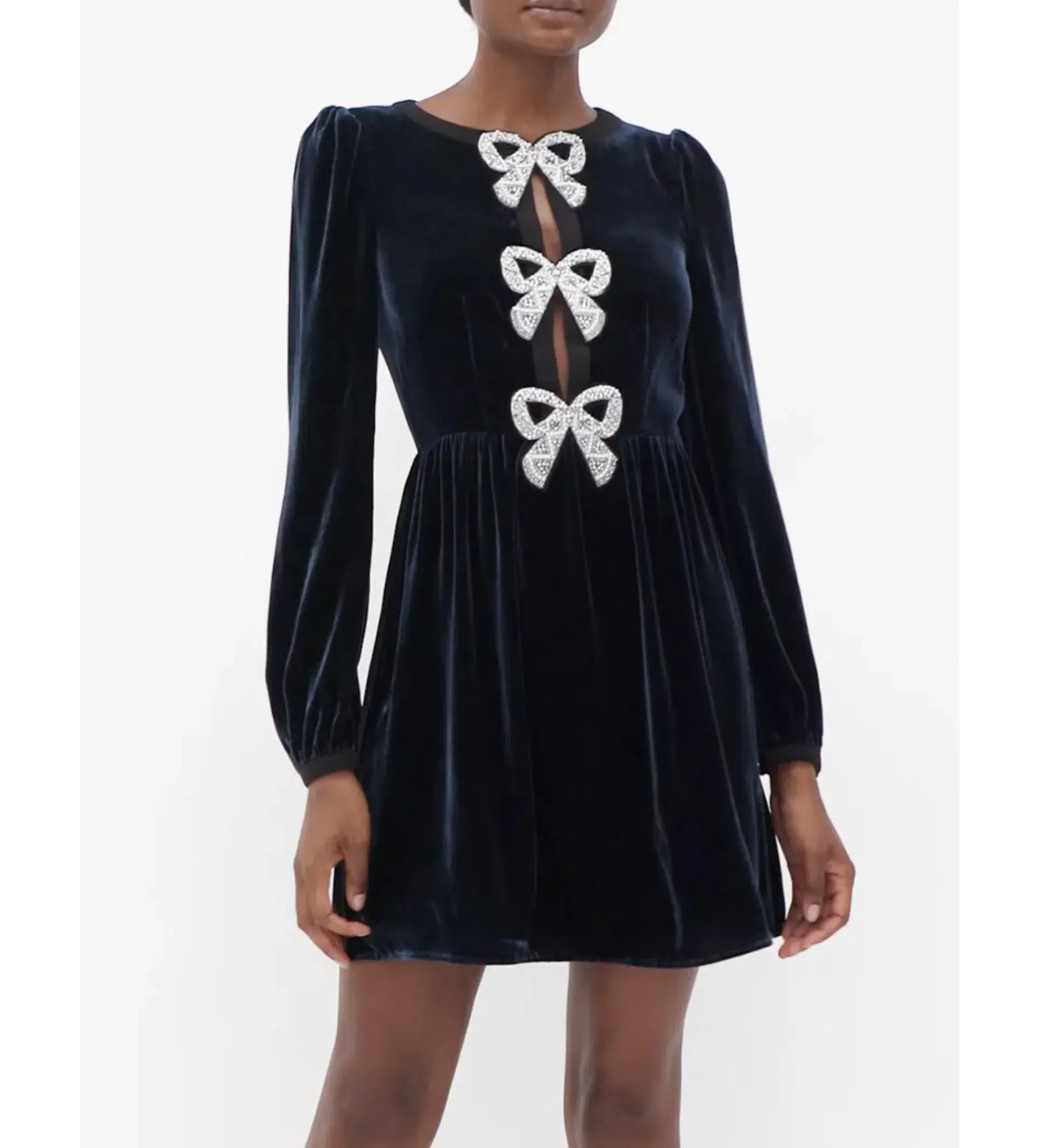 Saloni Camille Mini Dress  Navy Size UK 12 - Image 5