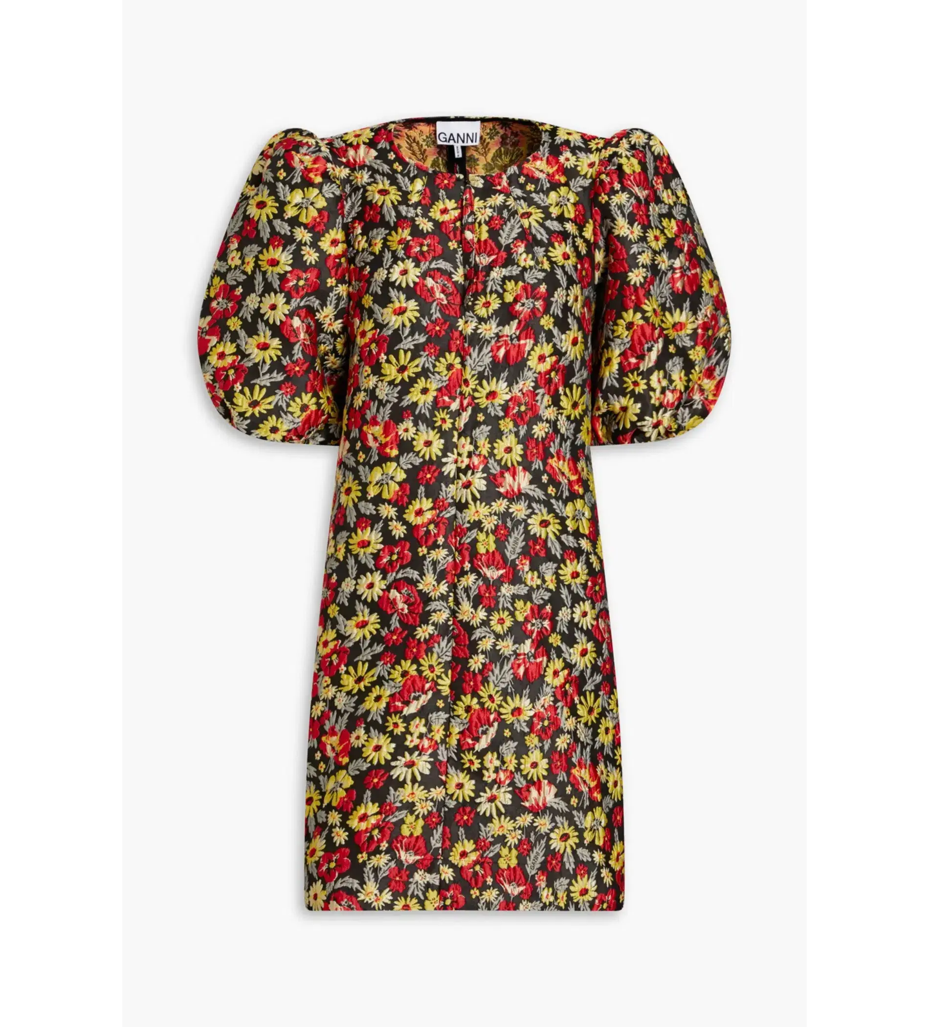 Ganni Jacquard Mini Dress Floral Size UK 12 - Image 4