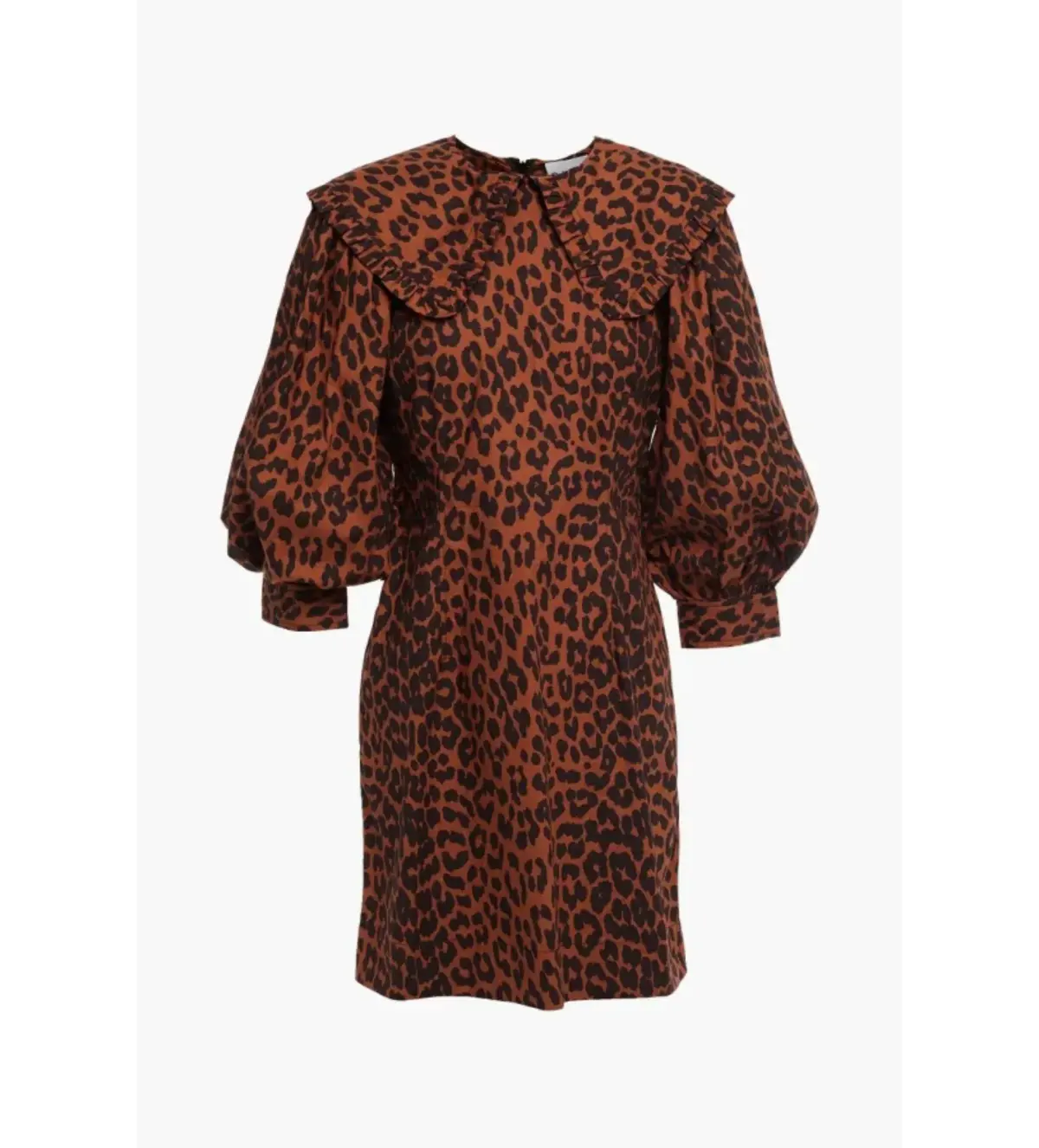 Ganni Leopard Print Poplin Bib Mini Dress Animal Print Size UK 12 - Image 4