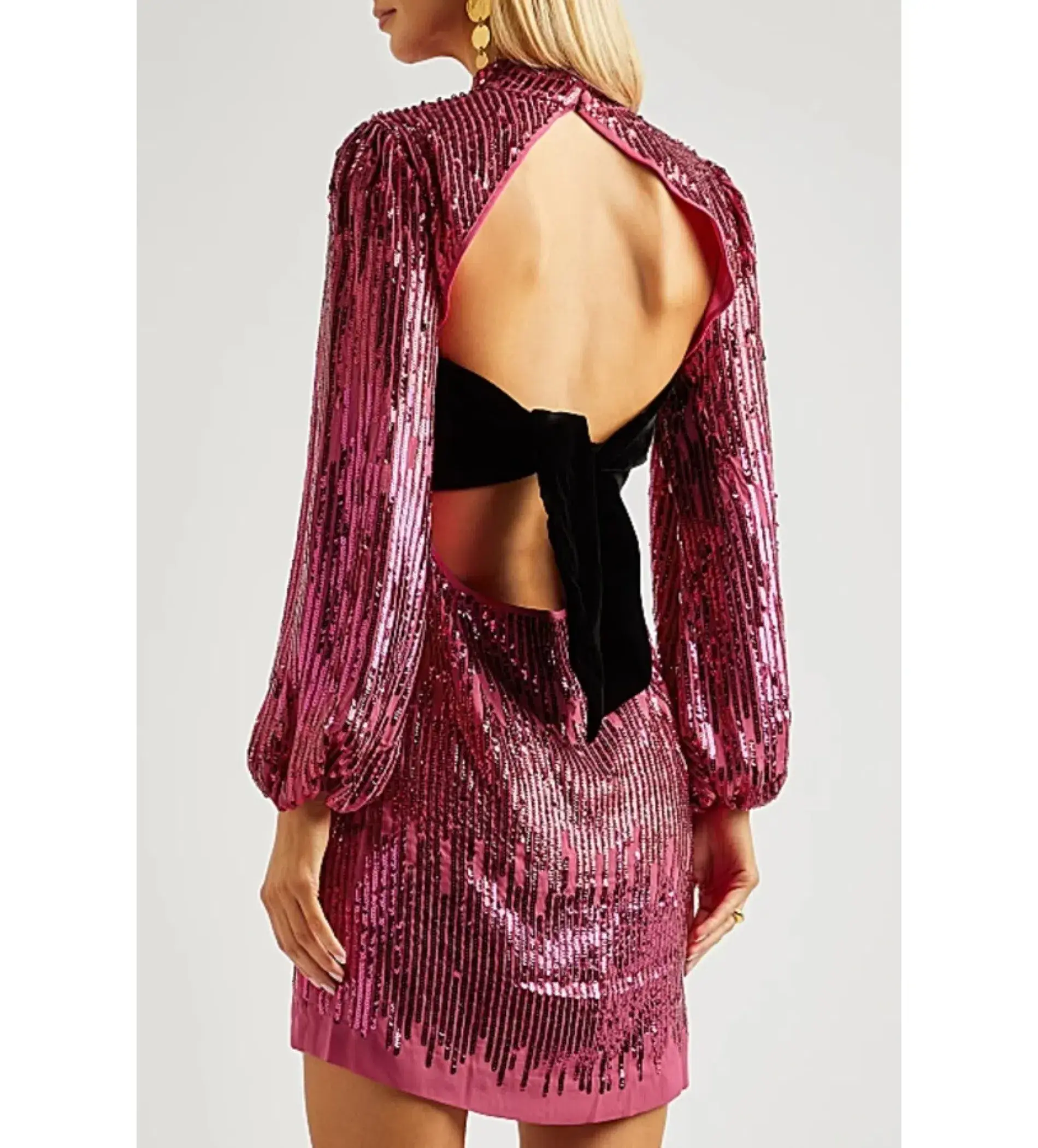 RIXO Lara Mini Dress Pink Sequin Size UK 12 - Image 2