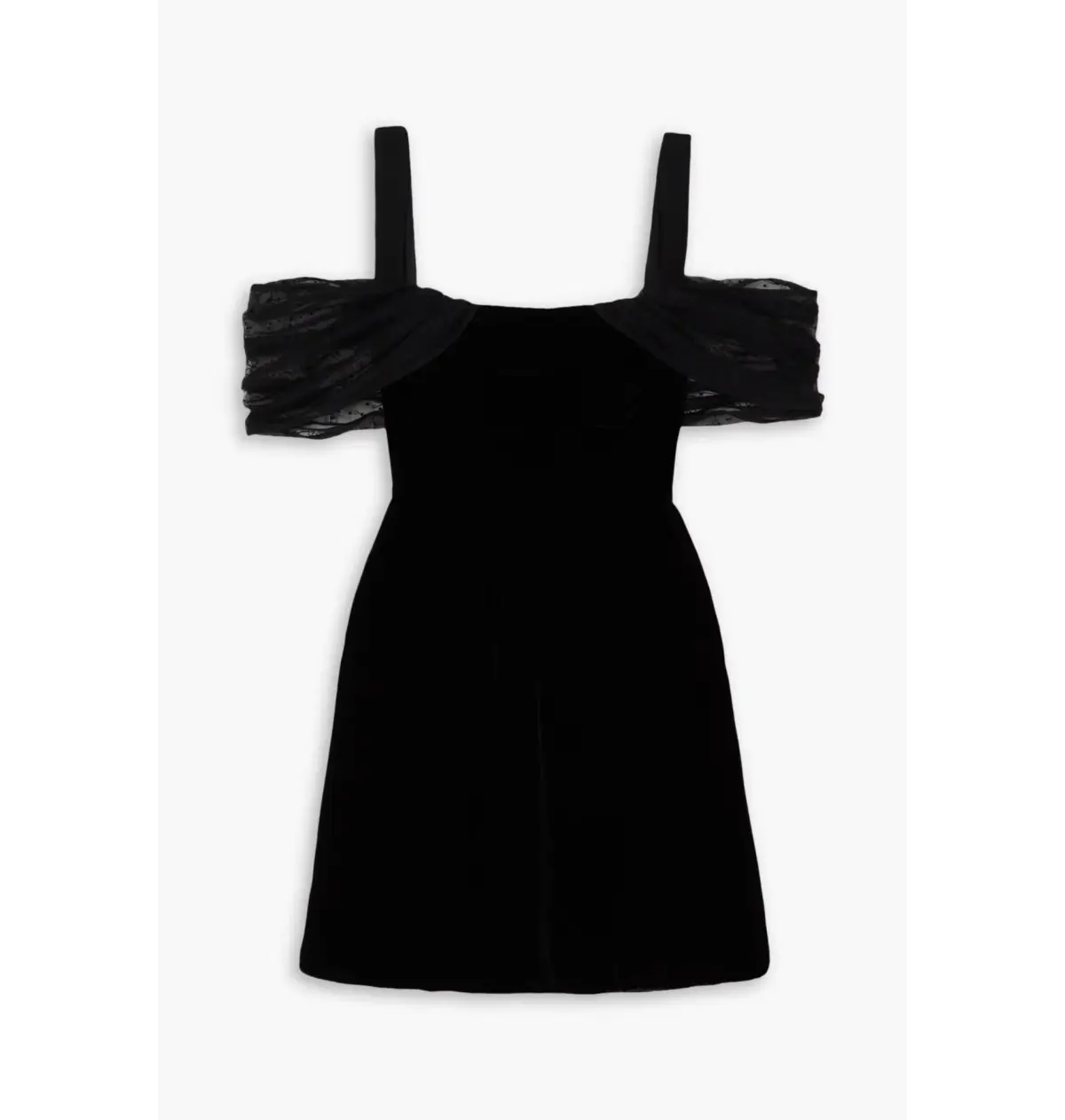 Saloni Rachel Off-the-shoulder Tulle-trimmed Velvet Mini Dress Black Size UK 10 - Image 3
