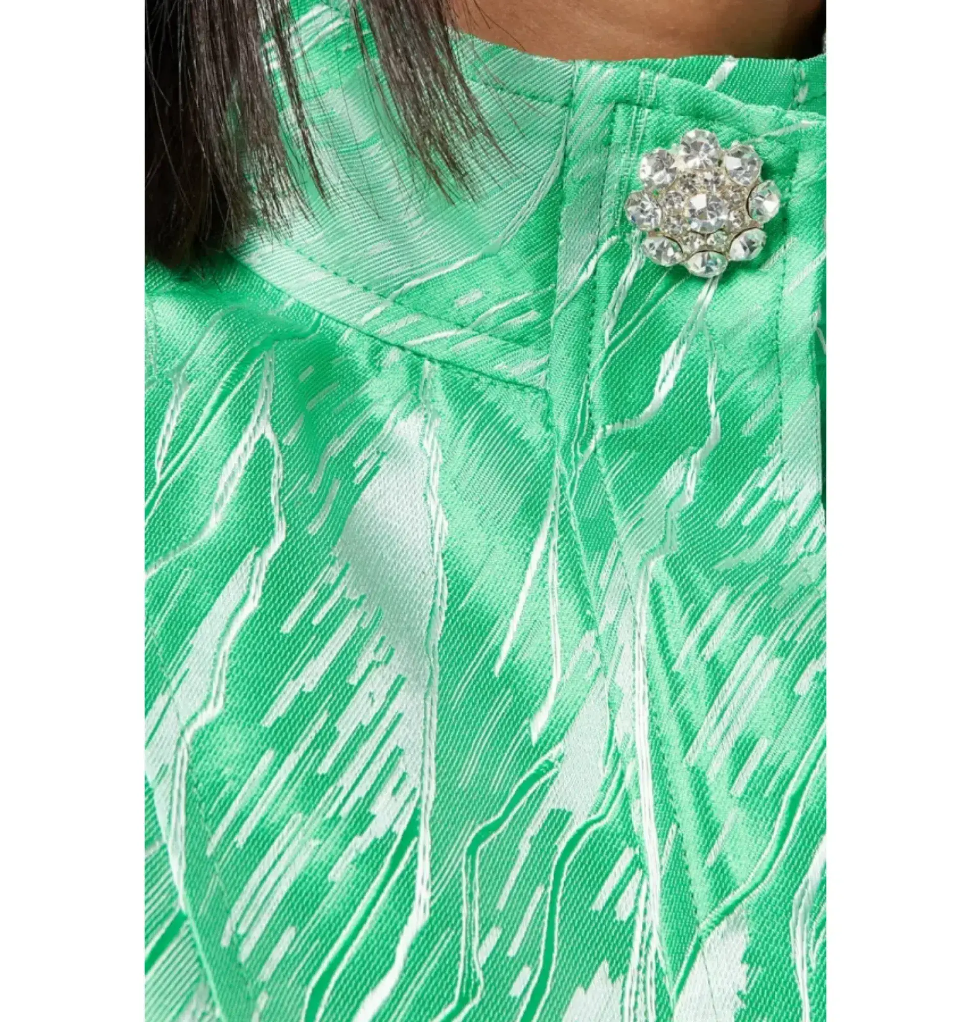 Ganni Jacquard Mini Dress Green Size UK 12 - Image 3