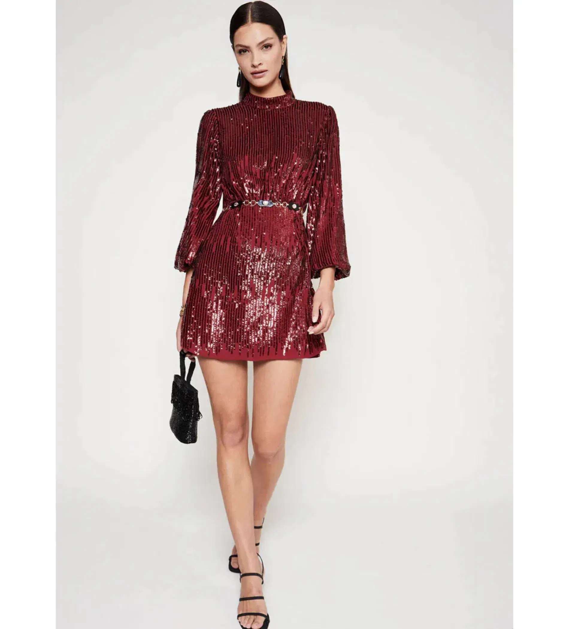 RIXO  Samantha Mini dress in Burgundy  Size UK 14 - Image 1