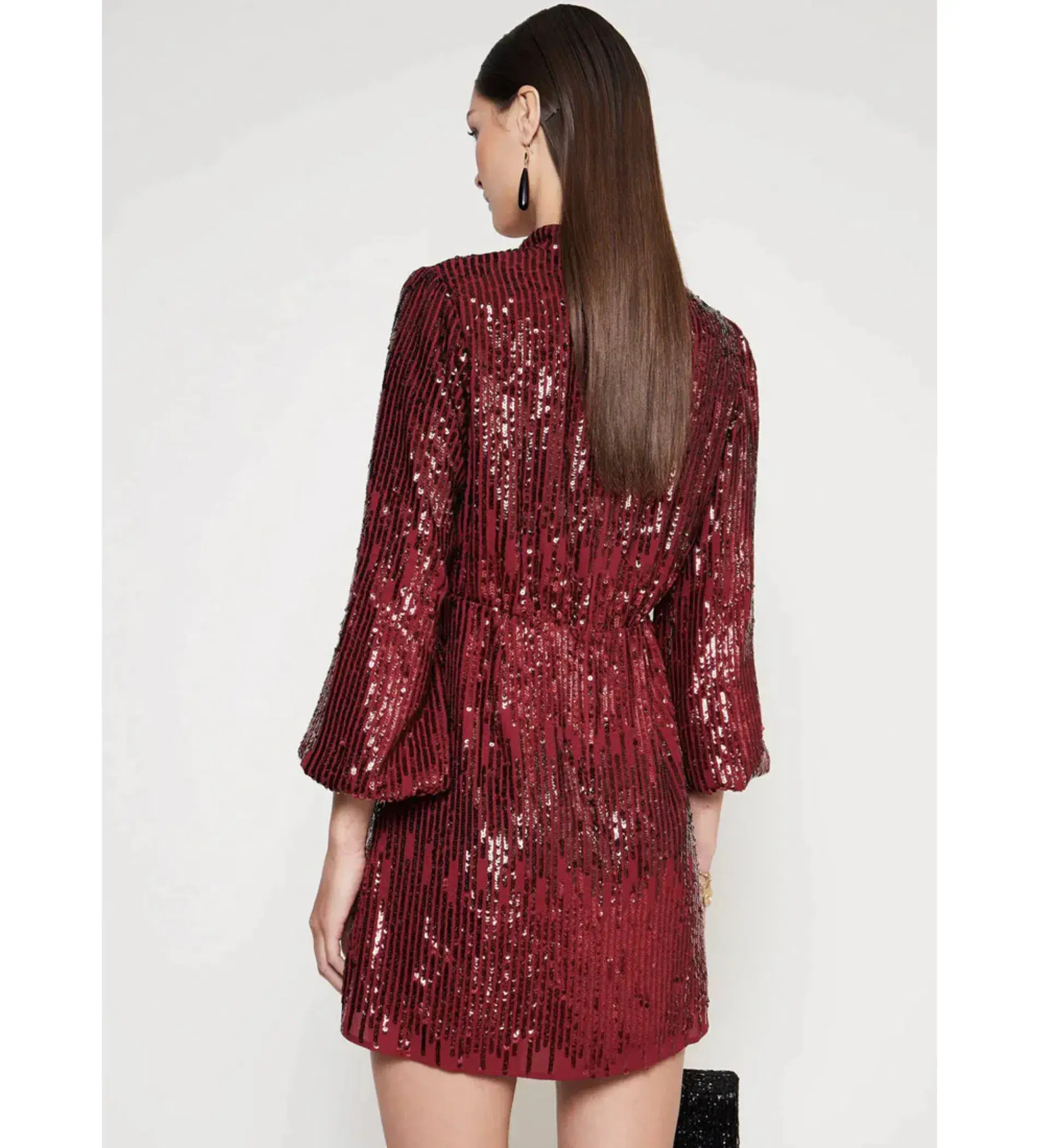 RIXO  Samantha Mini dress in Burgundy  Size UK 14 - Image 3