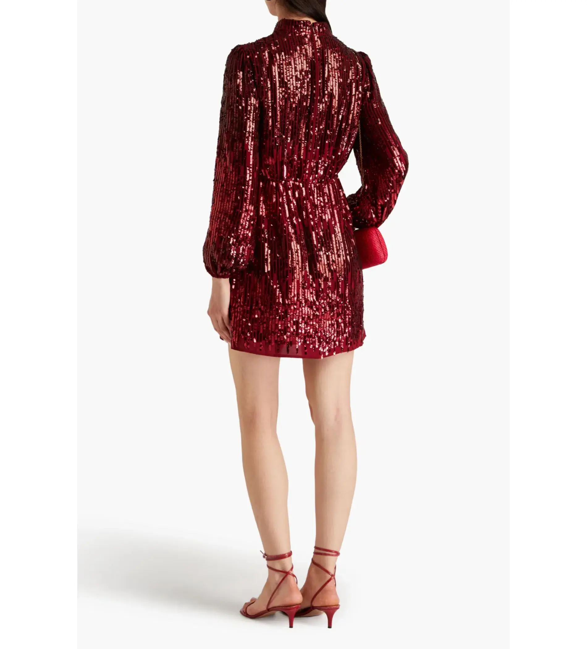 RIXO  Samantha Mini dress in Burgundy  Size UK 14 - Image 4