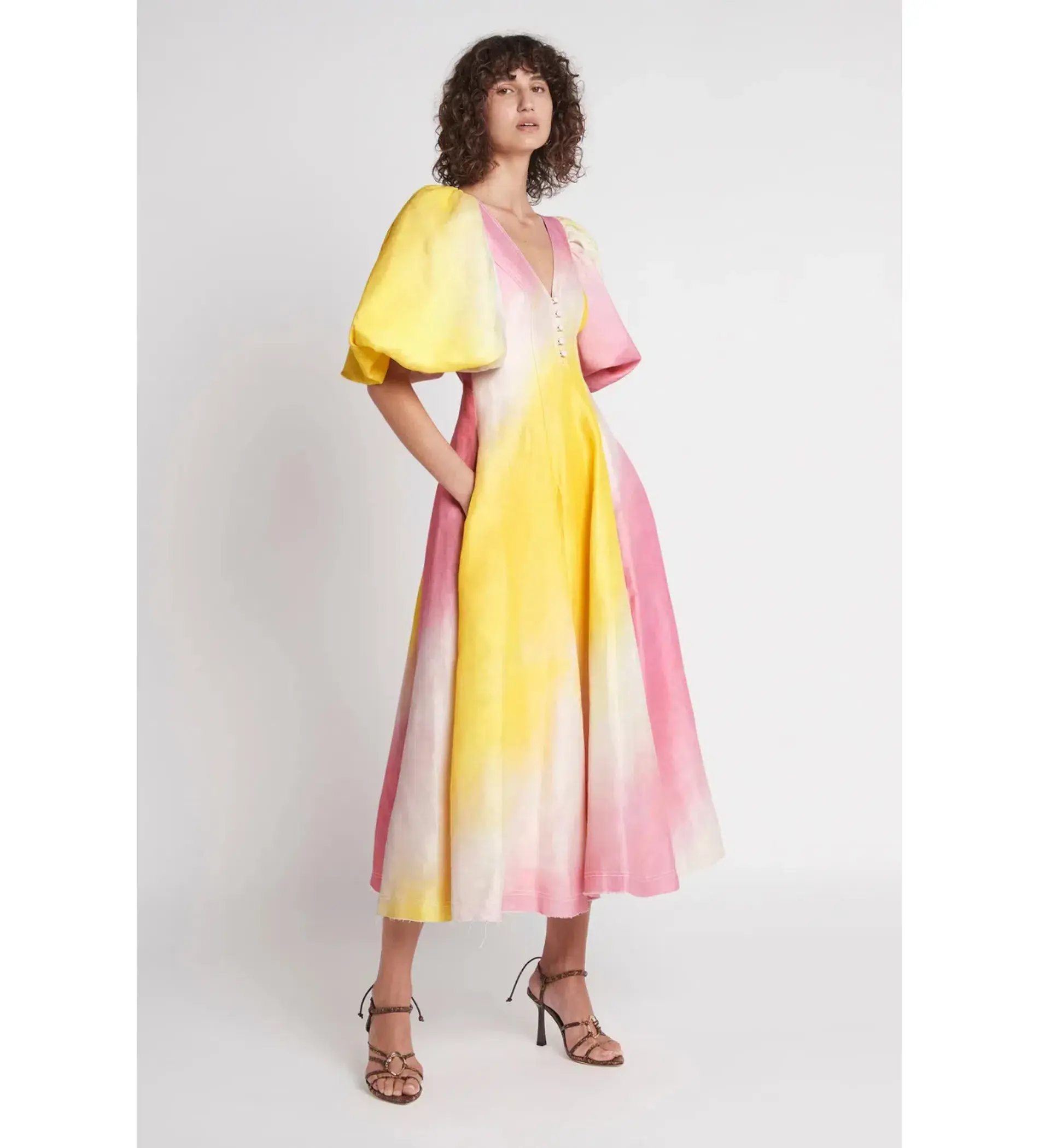 Aje  Cloud burst midi dress in pink  Size UK 12 - Image 1