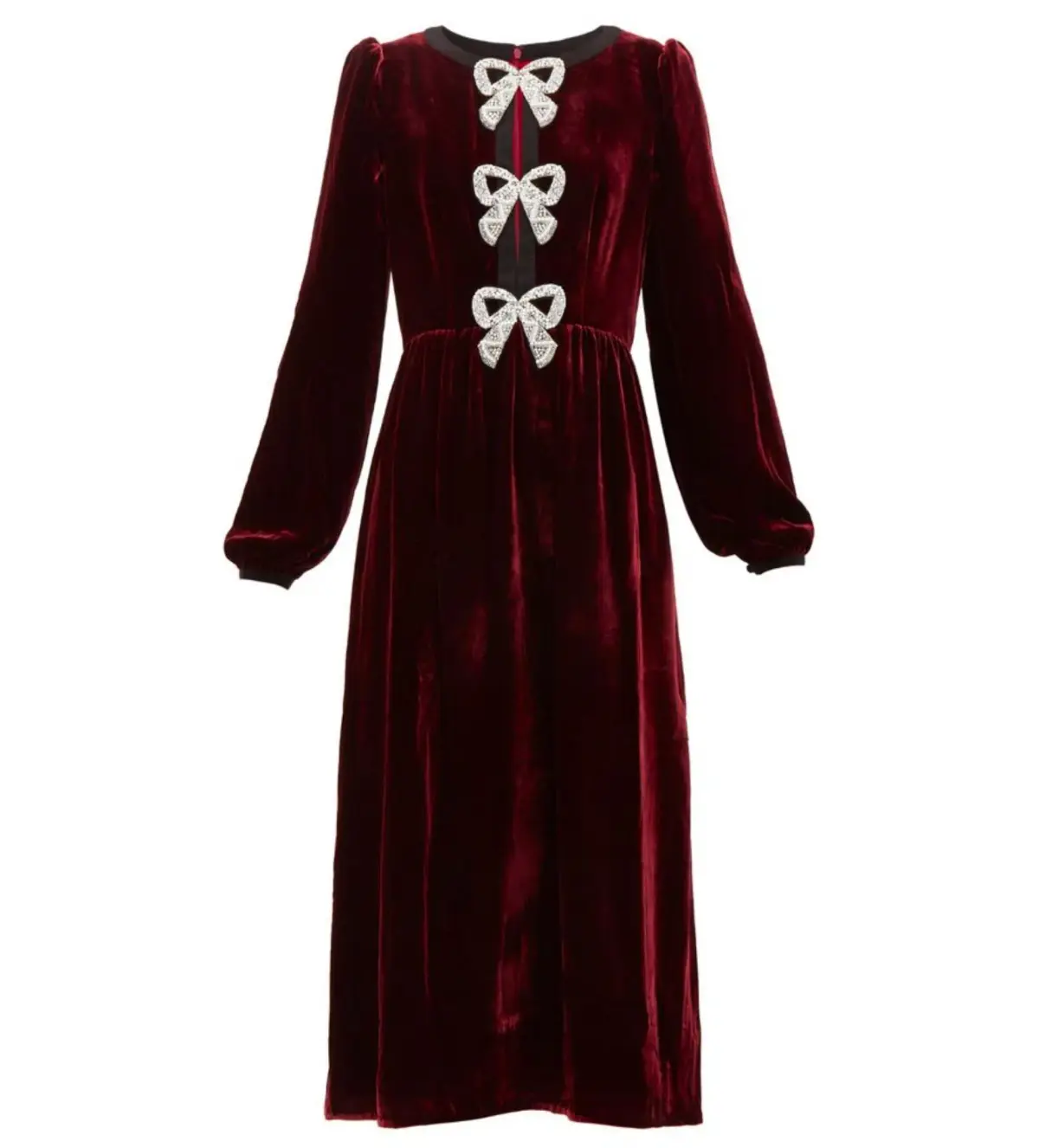 Saloni Camille Velvet Midi Dress Burgundy Size UK 14 - Image 3