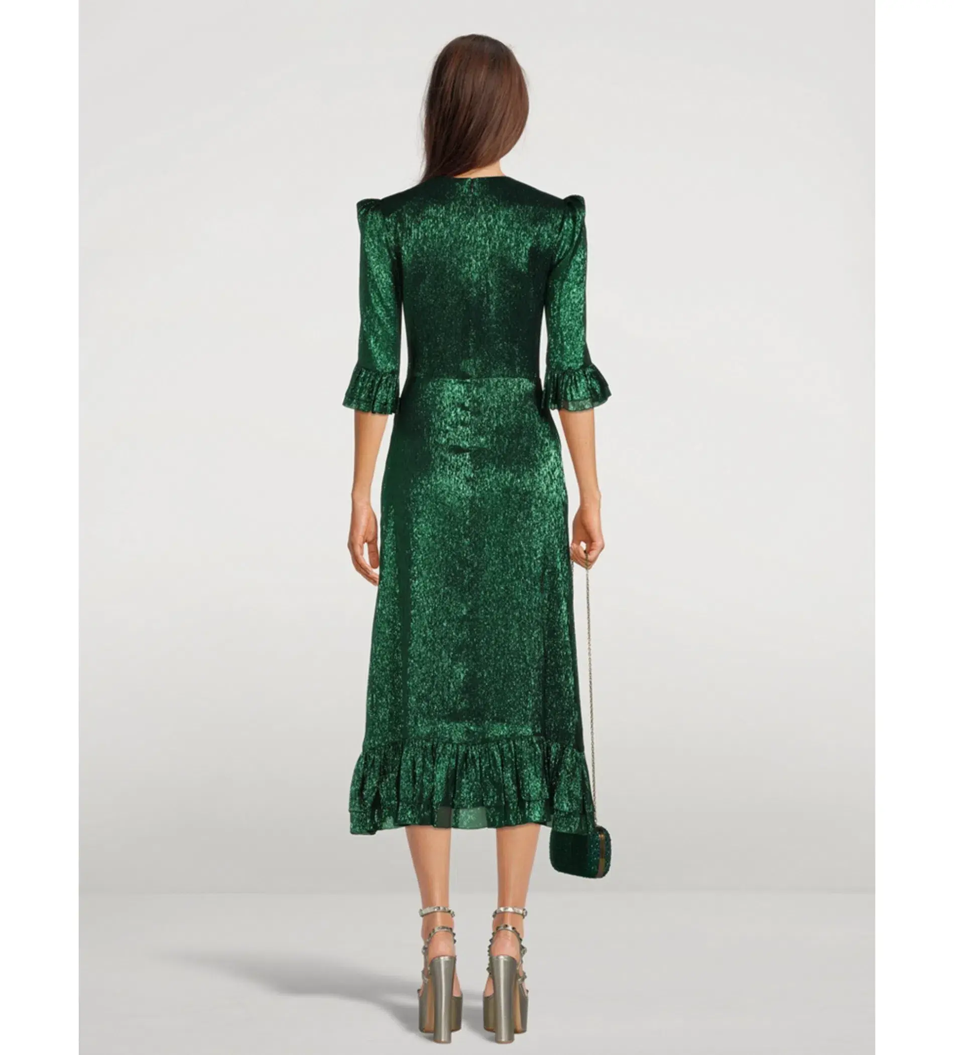 The Vampire’s Wife Falconetti Midi Dress Metalic Green Size UK 12 - Image 3