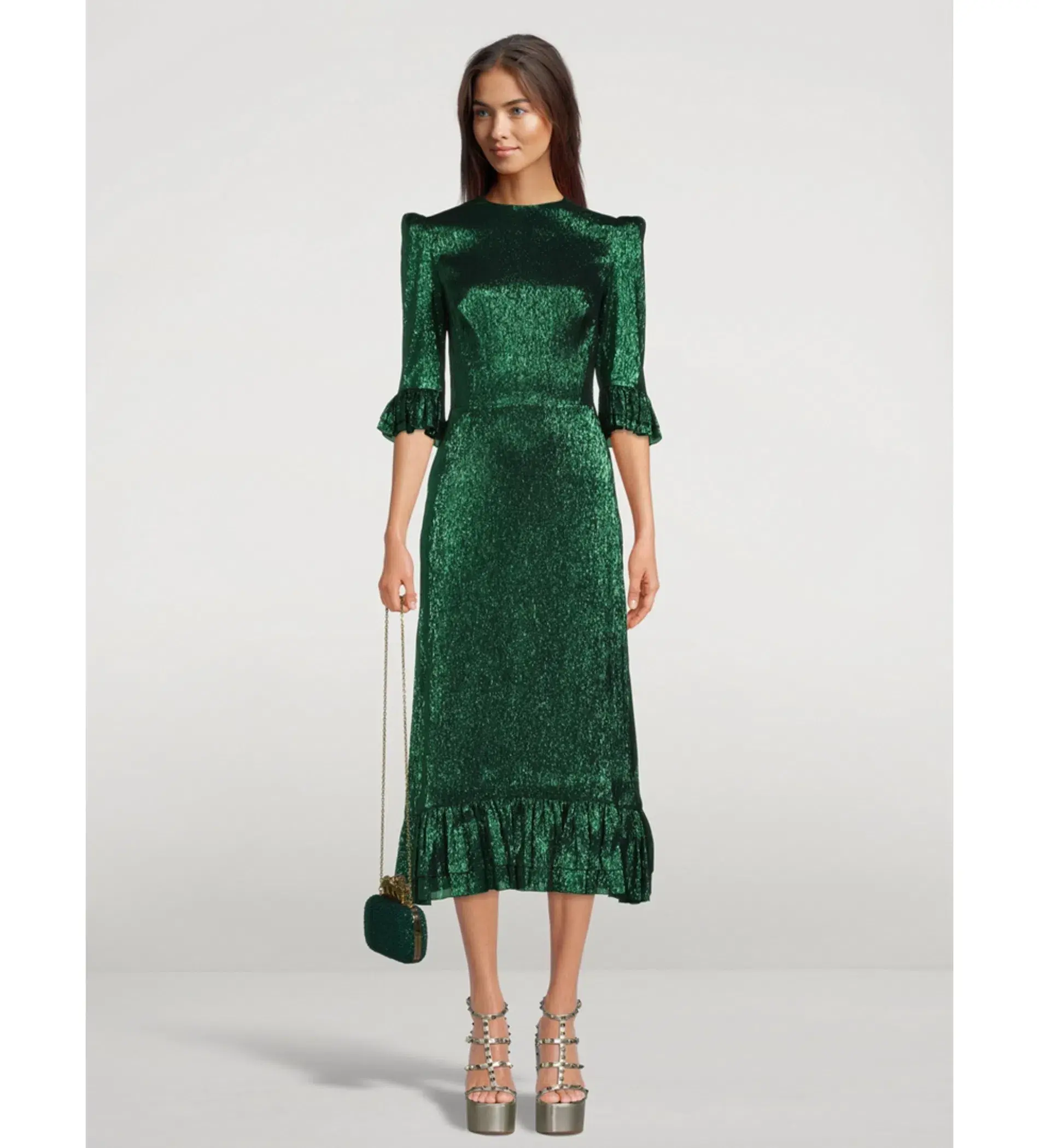 The Vampire’s Wife Falconetti Midi Dress Metalic Green Size UK 12 - Image 1