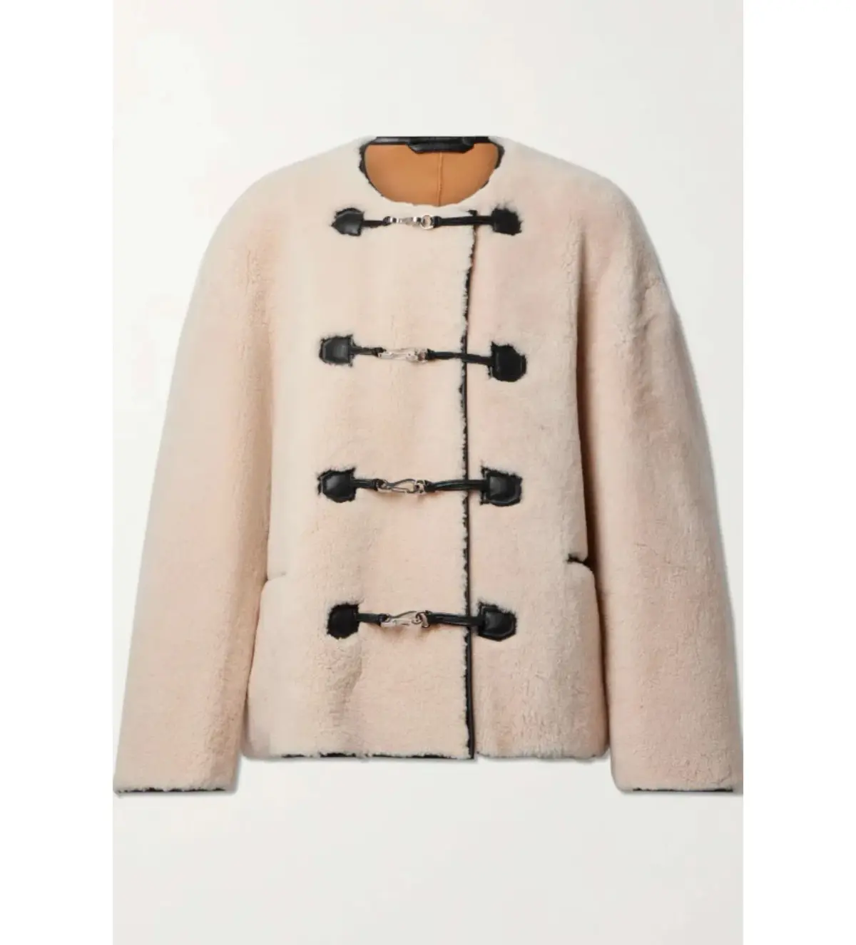 Totême Rent Shearling Jacket Beige Size M/UK 10 - Image 3