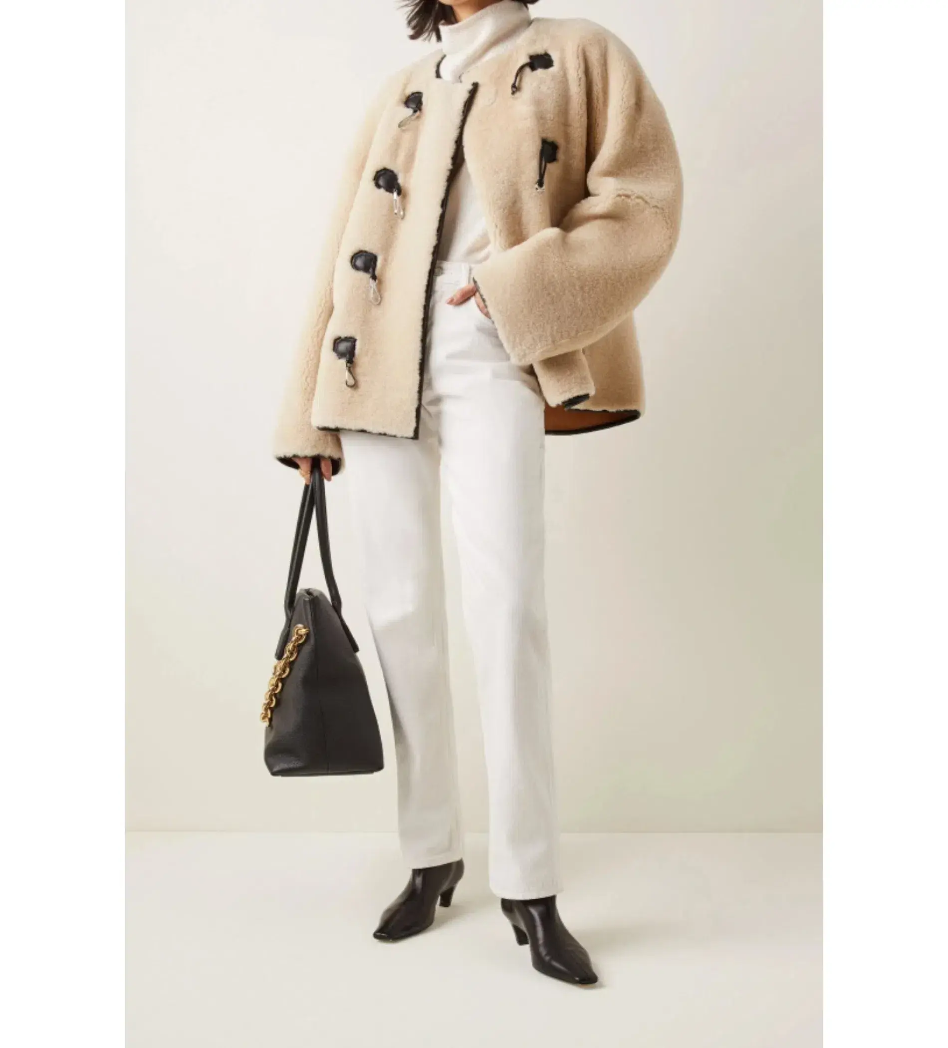 Totême Rent Shearling Jacket Beige Size M/UK 10 - Image 1