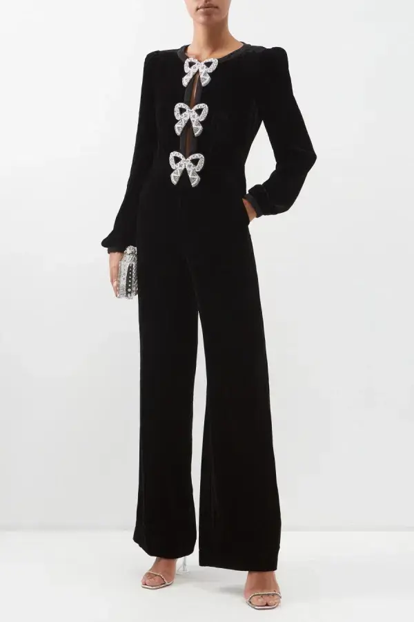 Saloni Camille Jumpsuit Black Size UK 10 - Image 1