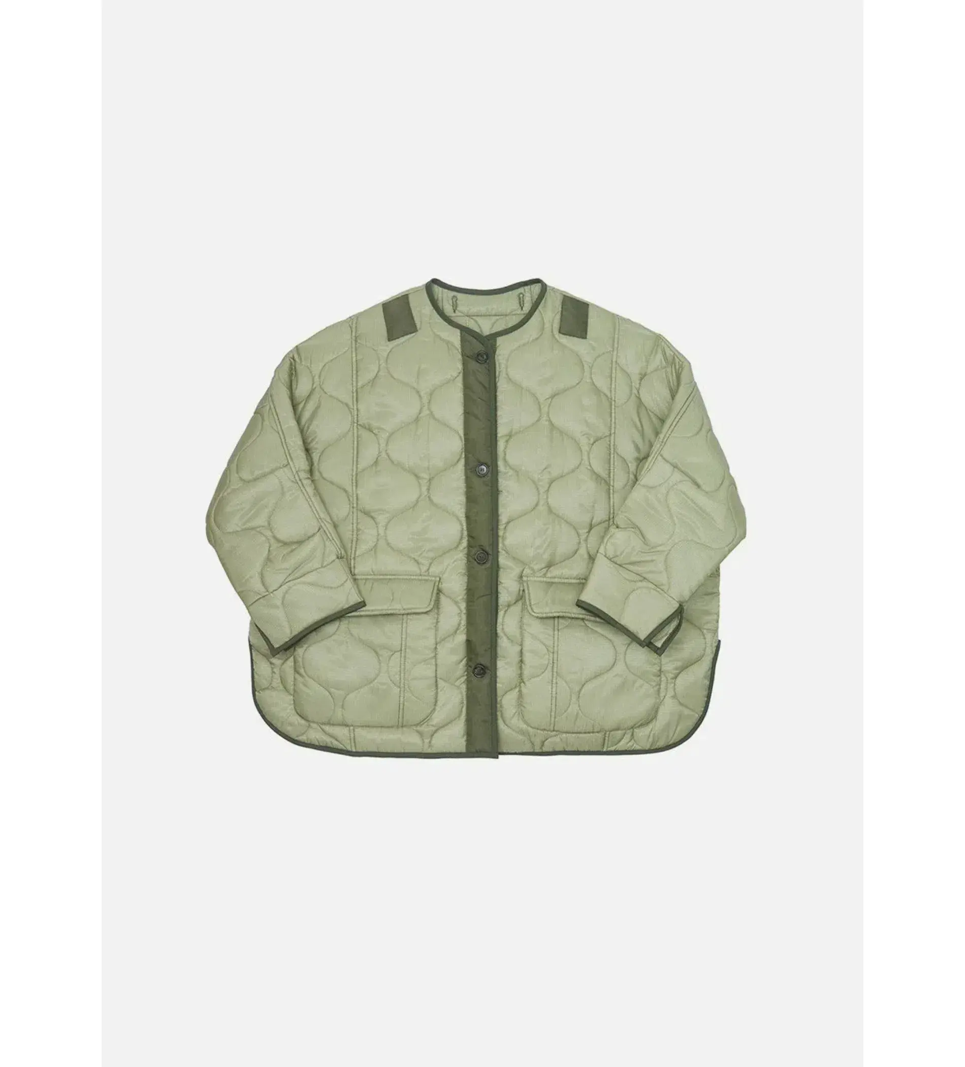 Frankie Shop Teddy Quilted Jacket Moss Green Size UK 12 - Image 9