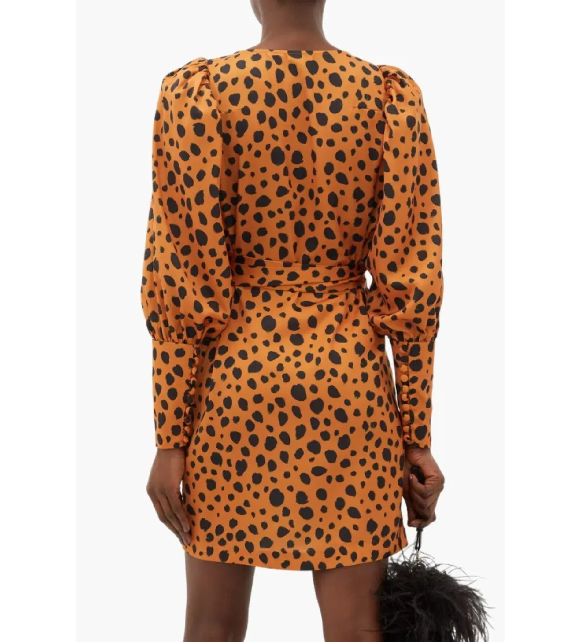 Rhode Frankie Leopard-Print Polka-Dot Satin Wrap Mini Dress Size UK 10 - Image 3