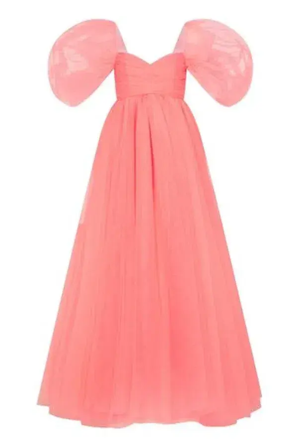 Anouki Draped Corset Tulle Maxi Dress Pink Size UK 12 - Image 3
