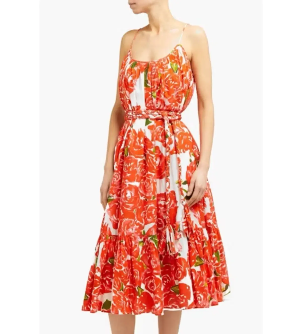 Rhode Lea Tiered Cotton Poplin Dress in Floral Print Size UK 14 - Image 1
