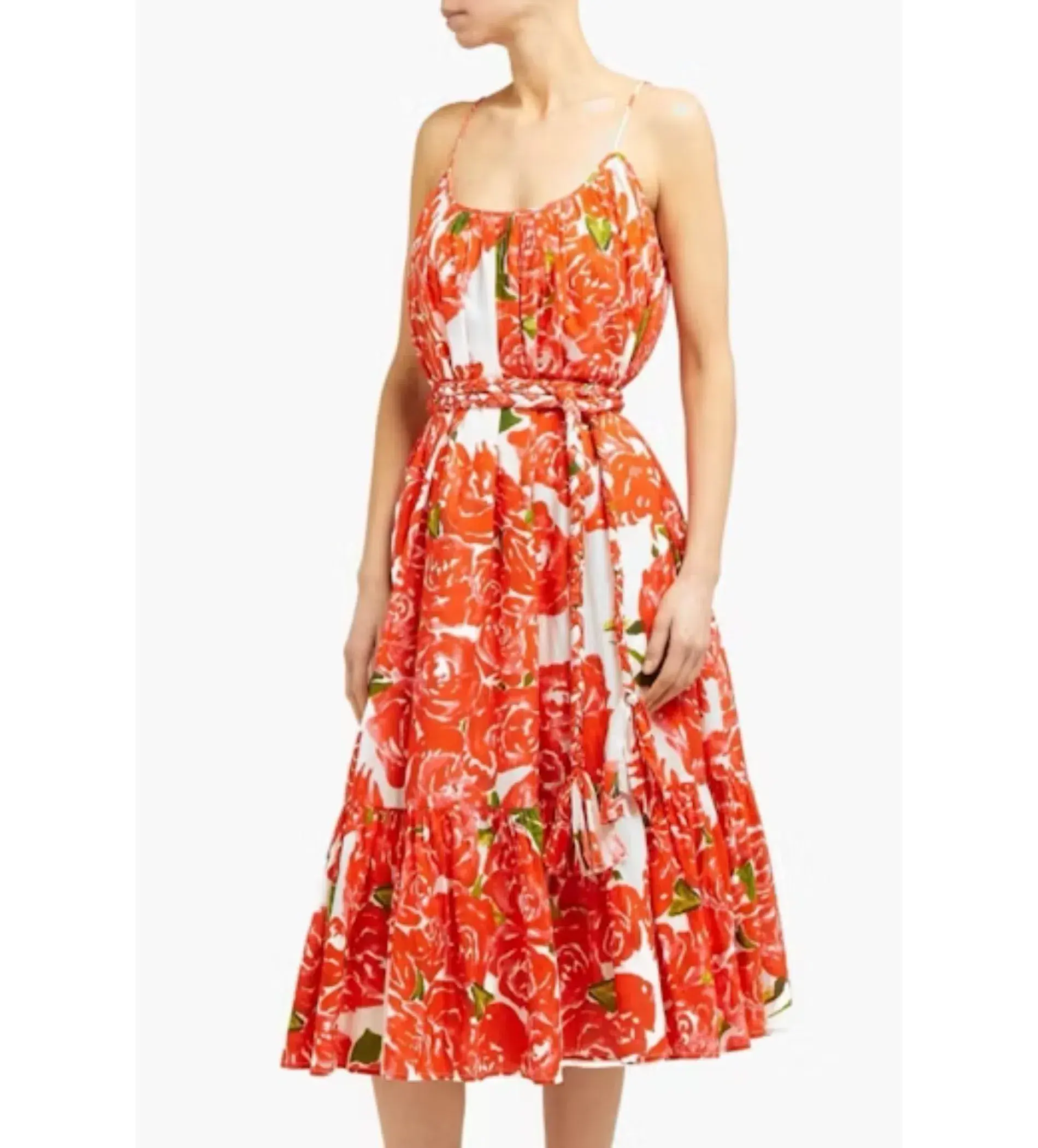Rhode Lea Tiered Cotton Poplin Dress in Floral Print Size UK 10 - Image 1