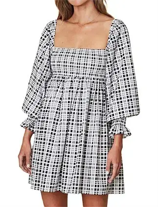Faithfull the Brand Delano Checked Mini Dress Size UK 12 - Image 1
