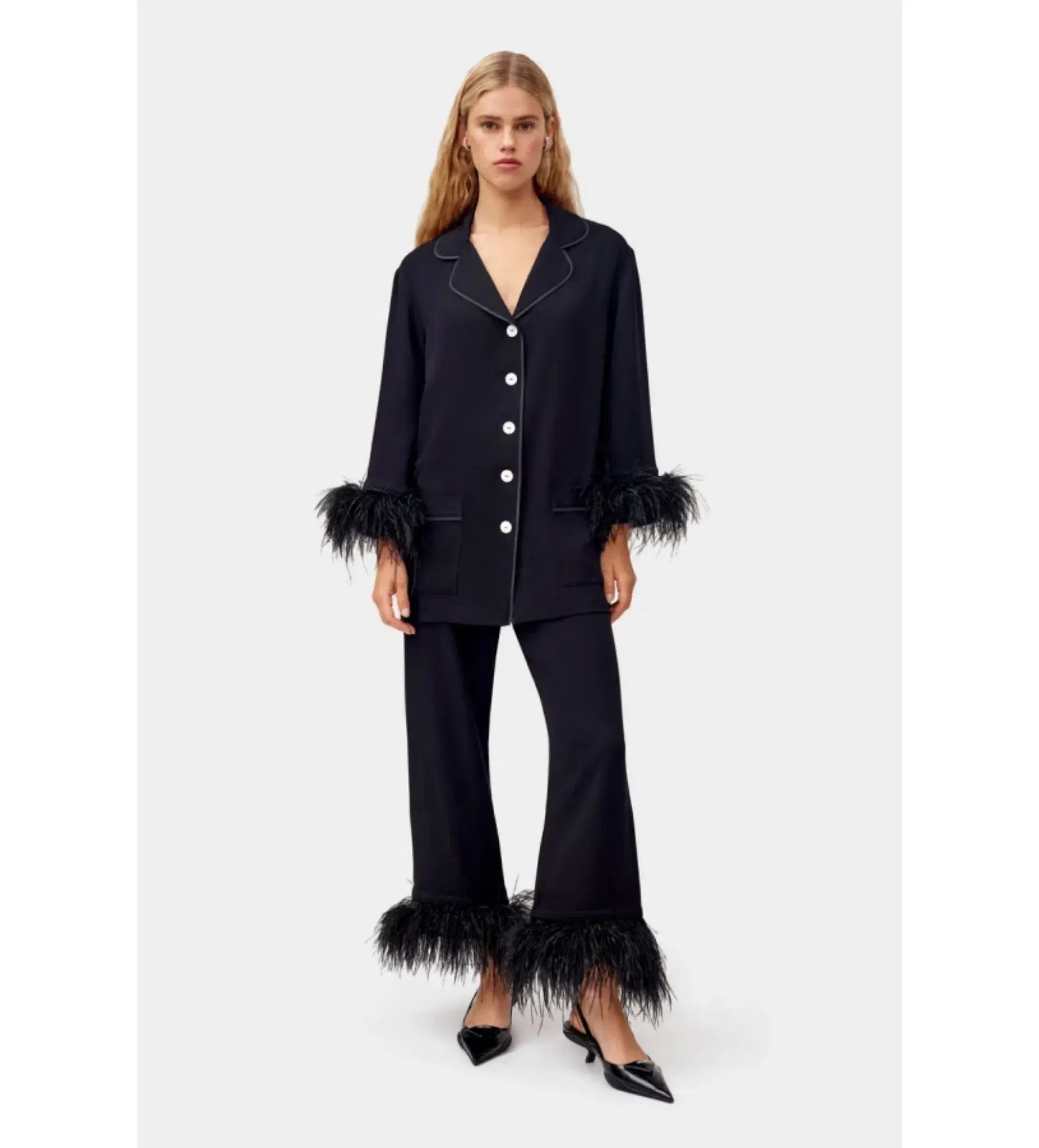 Sleeper Party Pyjama Set with double feathers Black Size S/UK6-8 - Image 2