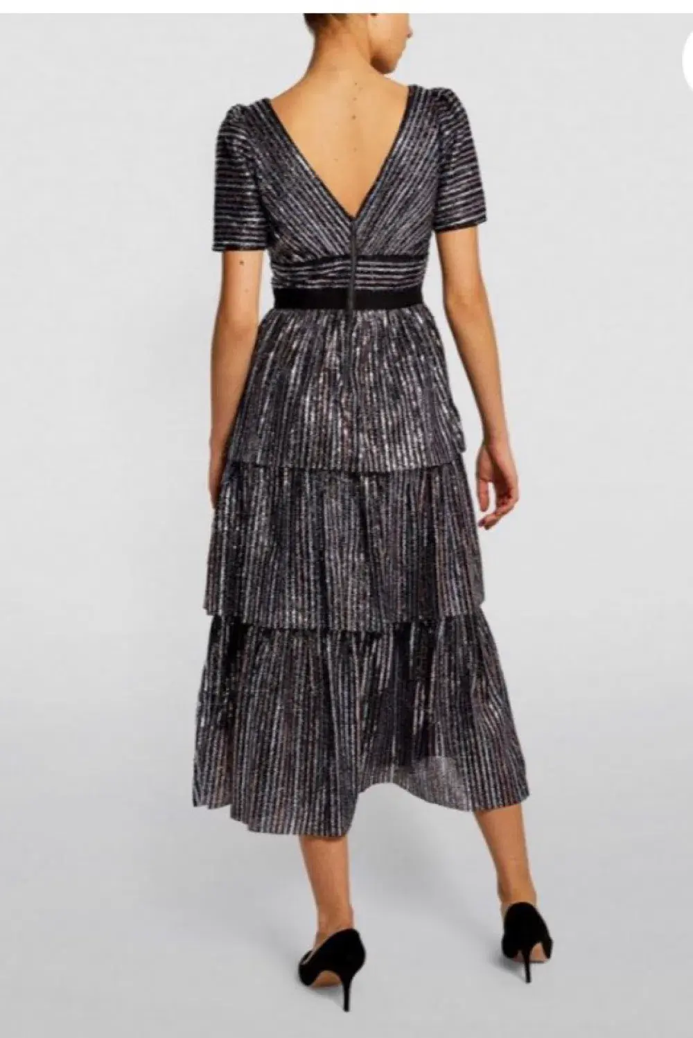 Self-Portrait Tiered Sequin Midi Dress Size UK 12 - Image 2