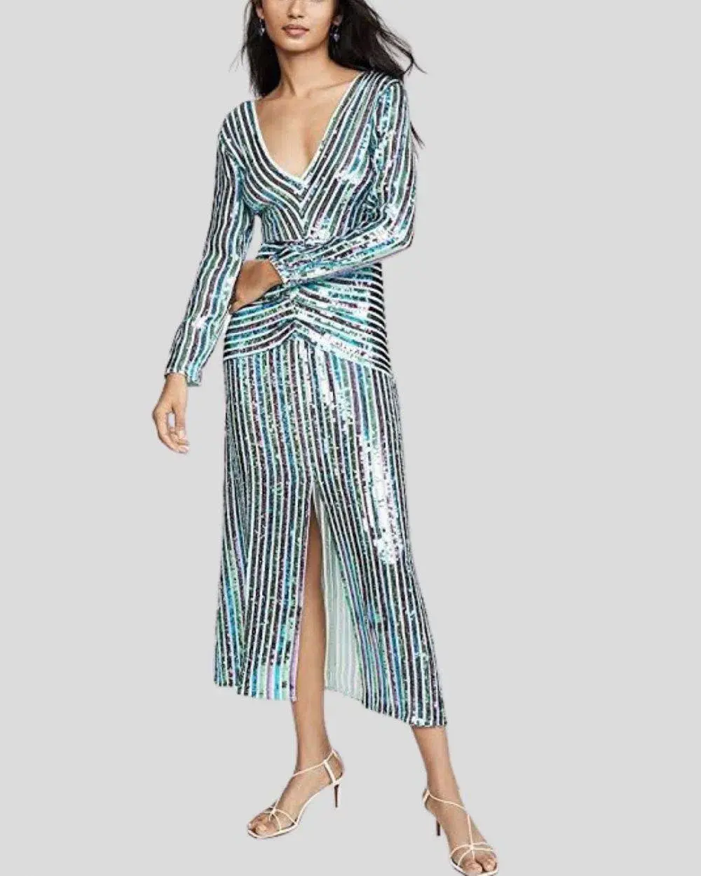 Rixo Emmy Multi Colour Sequin Midi Dress Size UK 12 - Image 1