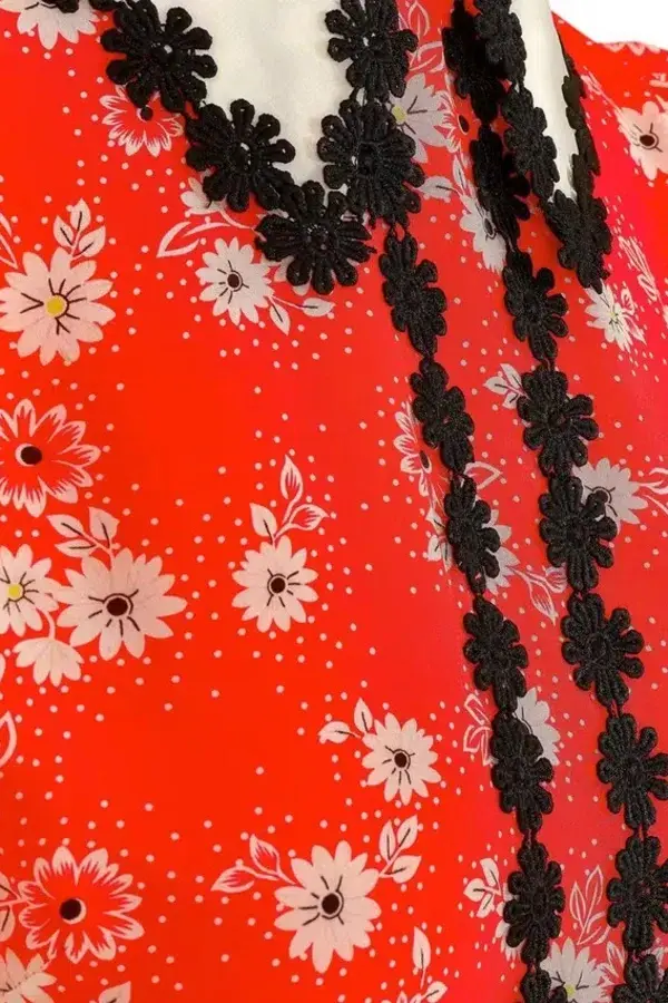 Queens of Archive Mary Daisy Print Mini Dress Red Size UK 10 - Image 4
