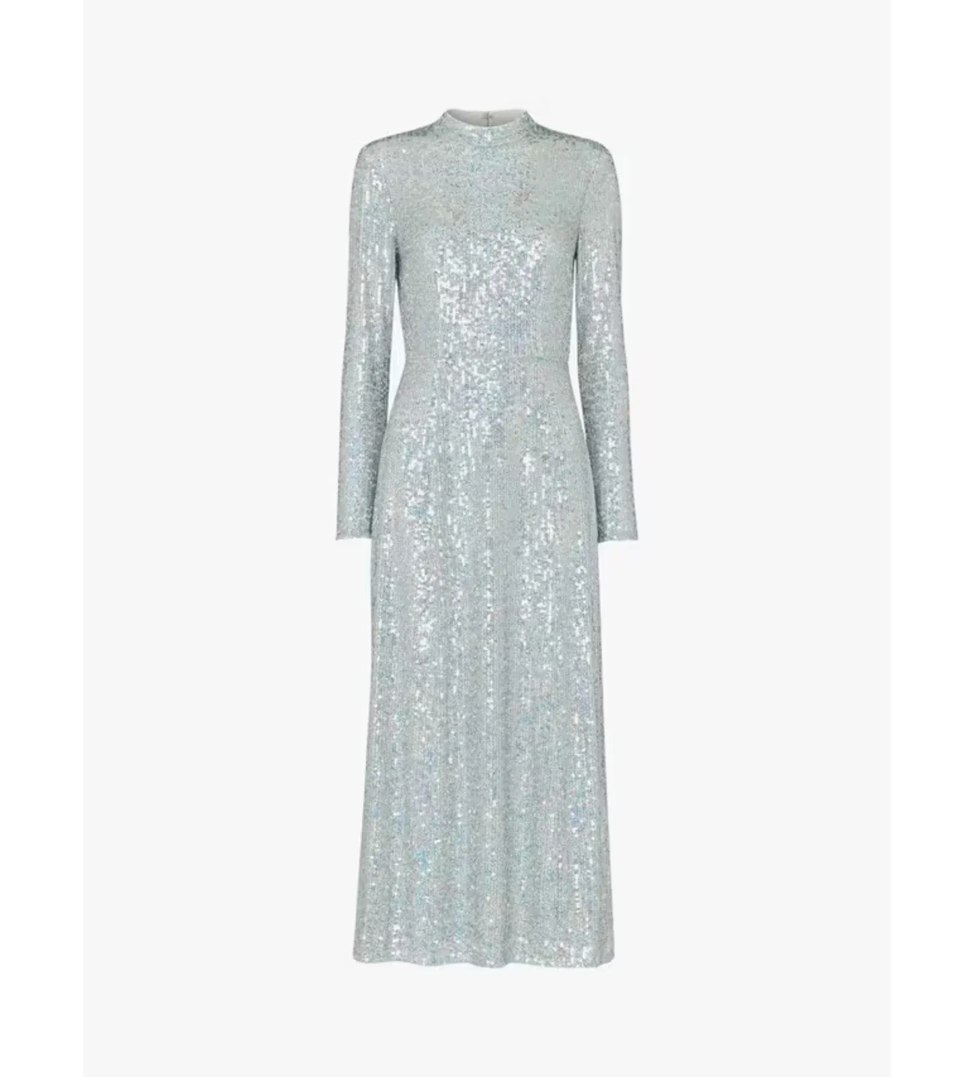 Whistles Silver Sequin Column Dress Silver Size UK 10 - Image 5
