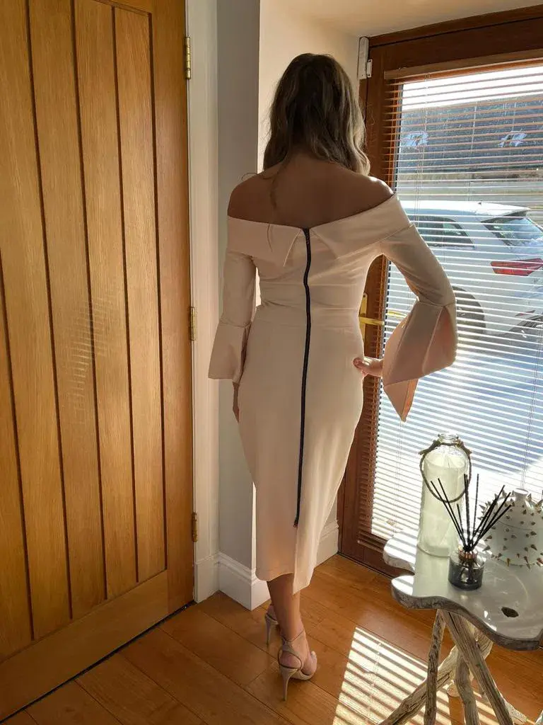 Kevan Jon Ceiba Blush Midi Dress Size UK 12 - Image 4