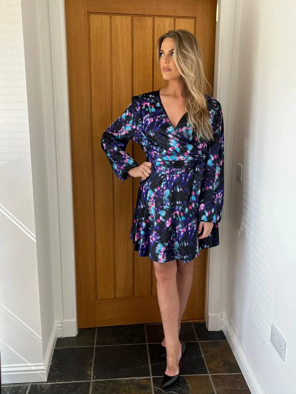 Olivia Rubin Sabrina Tie Dye Satin Dress Size UK 18 - Image 1