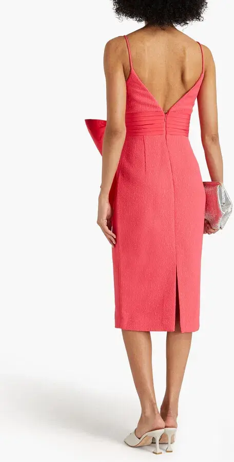 Rebecca Vallance Taffeta Bow Midi Dress Pink Size UK 10 - Image 3