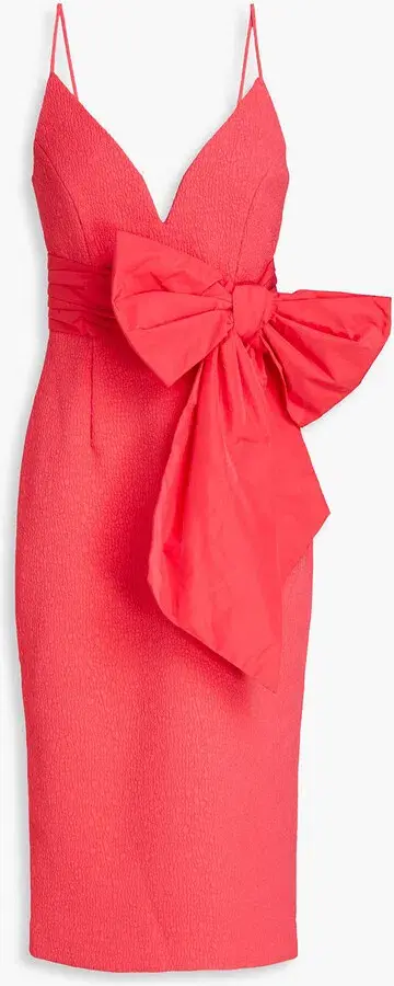Rebecca Vallance Taffeta Bow Midi Dress Pink Size UK 10 - Image 4