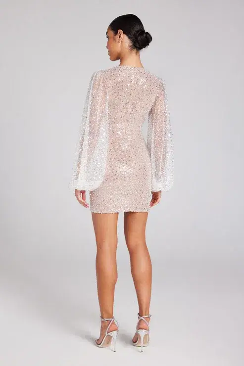 Nadine Merabi Maya Mini Dress White Size UK 14 - Image 3