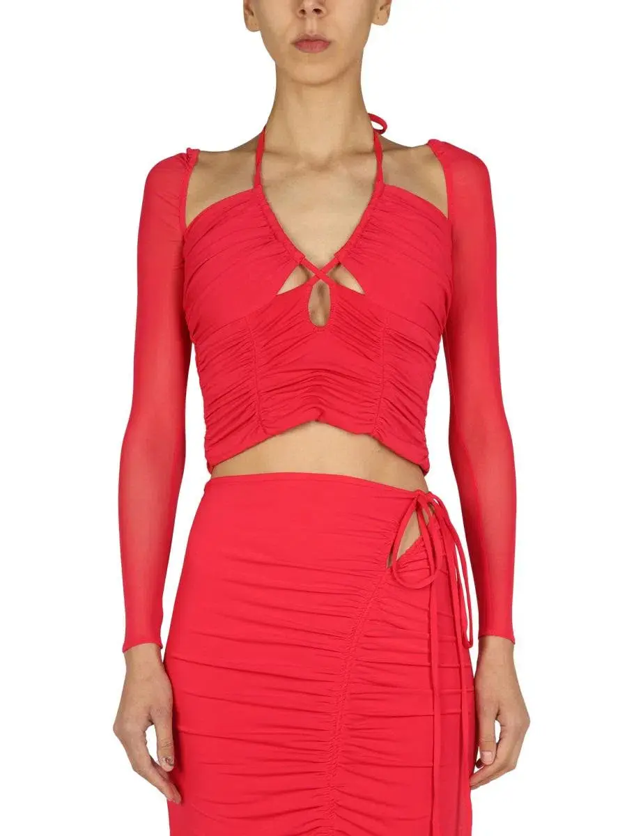 Self Portrait Jersey Cut Out Midi Dress Fuschia Size UK 14 - Image 2
