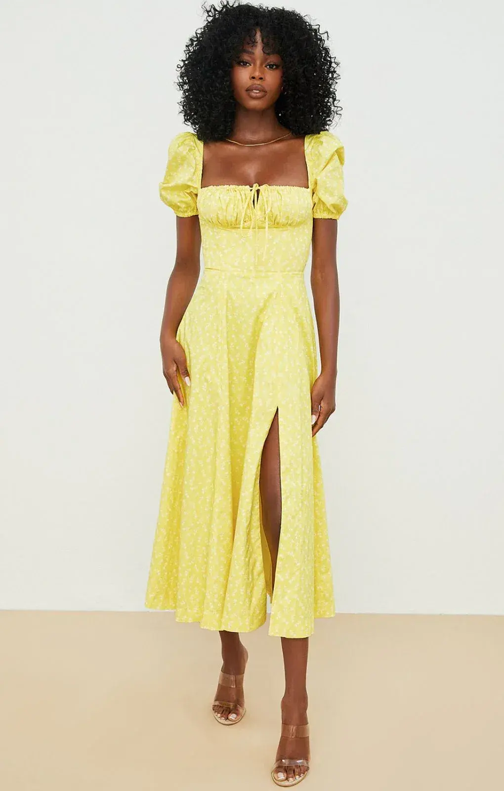 House of CB Tallulah Yellow Midi Dress Size UK 10 - Image 1