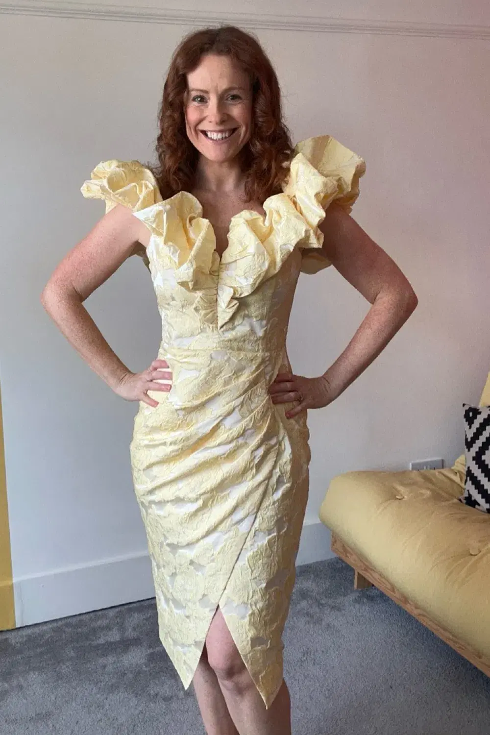 Lavish Alice Katie Rose Midi Dress Yellow Size UK 10 - Image 2