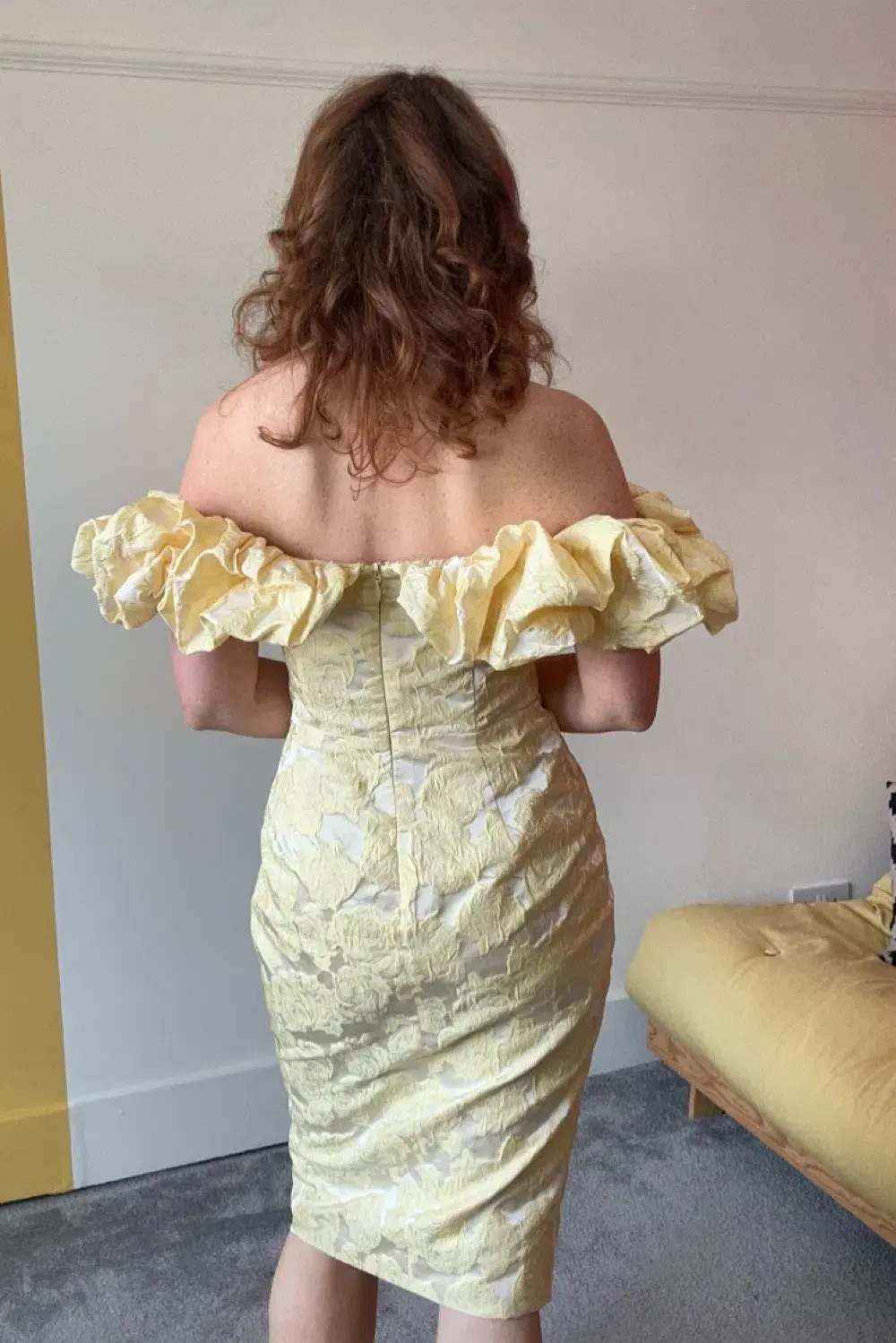 Lavish Alice Katie Rose Midi Dress Yellow Size UK 10 - Image 3