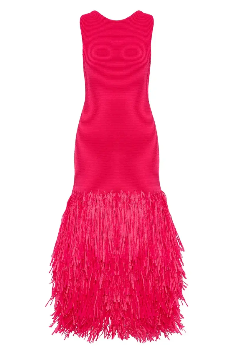 Aje Rushes Raffia Knit Midi Dress - Image 3