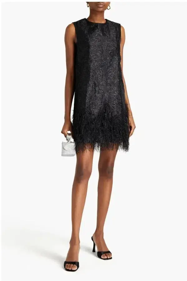 Ganni Feather Mini Dress Size 10 for rent on The Volte - main image