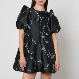 Ganni Jacquard Mini Dress Black Floral Size UK 10 for rent on The Volte - image 3