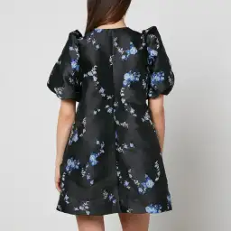 Ganni Jacquard Mini Dress Black Floral Size UK 10 for rent on The Volte - image 4