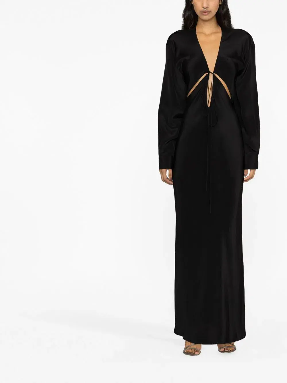 Christopher Esber Triquetra Silk Maxi Dress Black Size 10 for rent on The Volte - main image