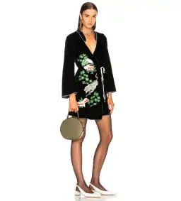 RIXO Iris Tiger Wrap Mini Dress Black Size UK 12 for rent on The Volte - image 1