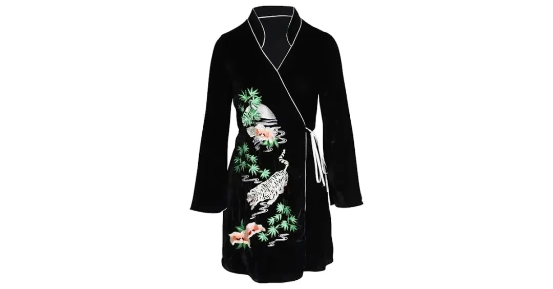 RIXO Iris Tiger Wrap Mini Dress Black Size UK 12 for rent on The Volte - main image