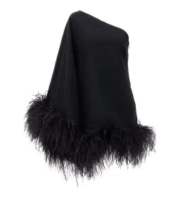 Taller Marmo Piccolo Ubud feather-trim one-shoulder Dress Black Size 8 for rent on The Volte - image 5