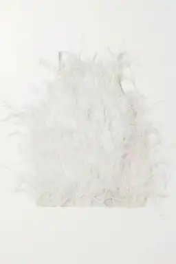 Cult Gaia Joey Open back Feather Embellished Crepe Top White Size UK 12 for rent on The Volte - image 4