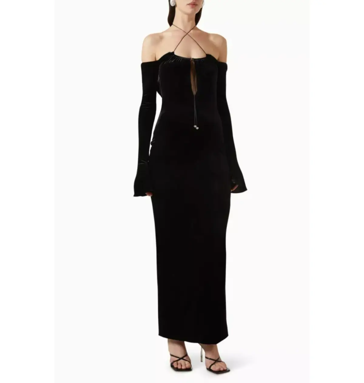 16arlington Salm Velvet Cut Out Dress Black Size UK 12 - Image 1